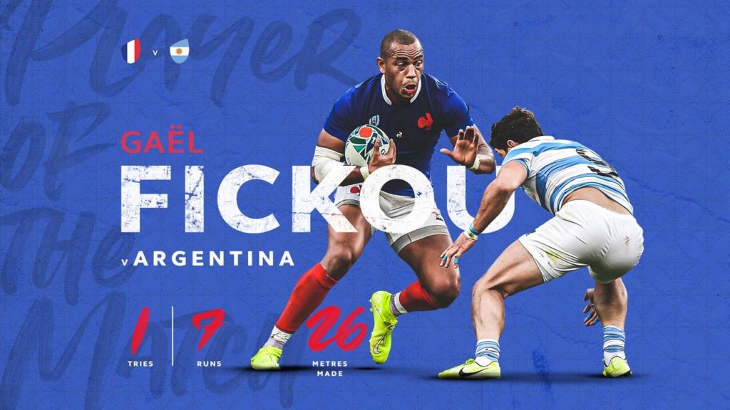 Player of the Match graphic depicting Gael Fickou