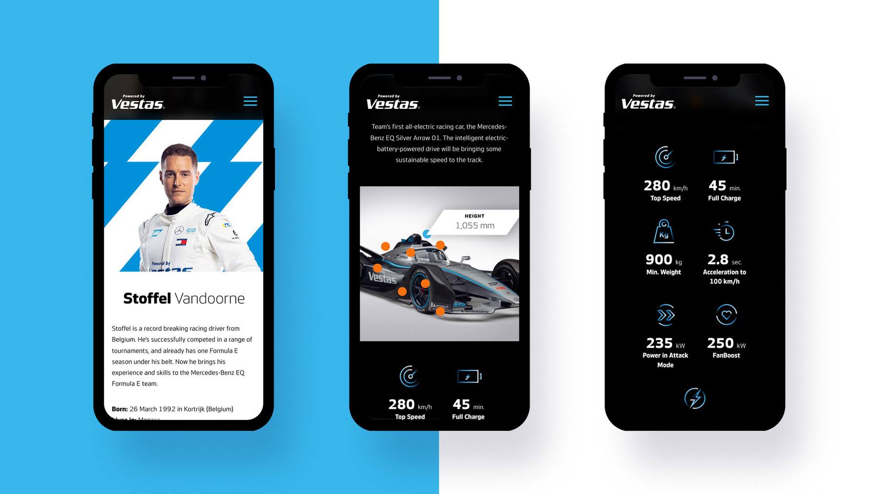 Vestas website shown on iPhones