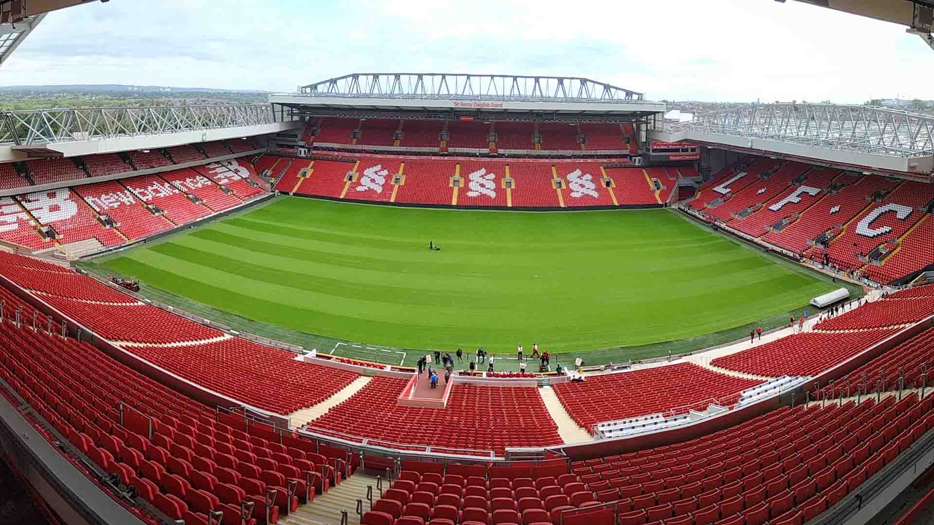 An empty Anfield Stadium