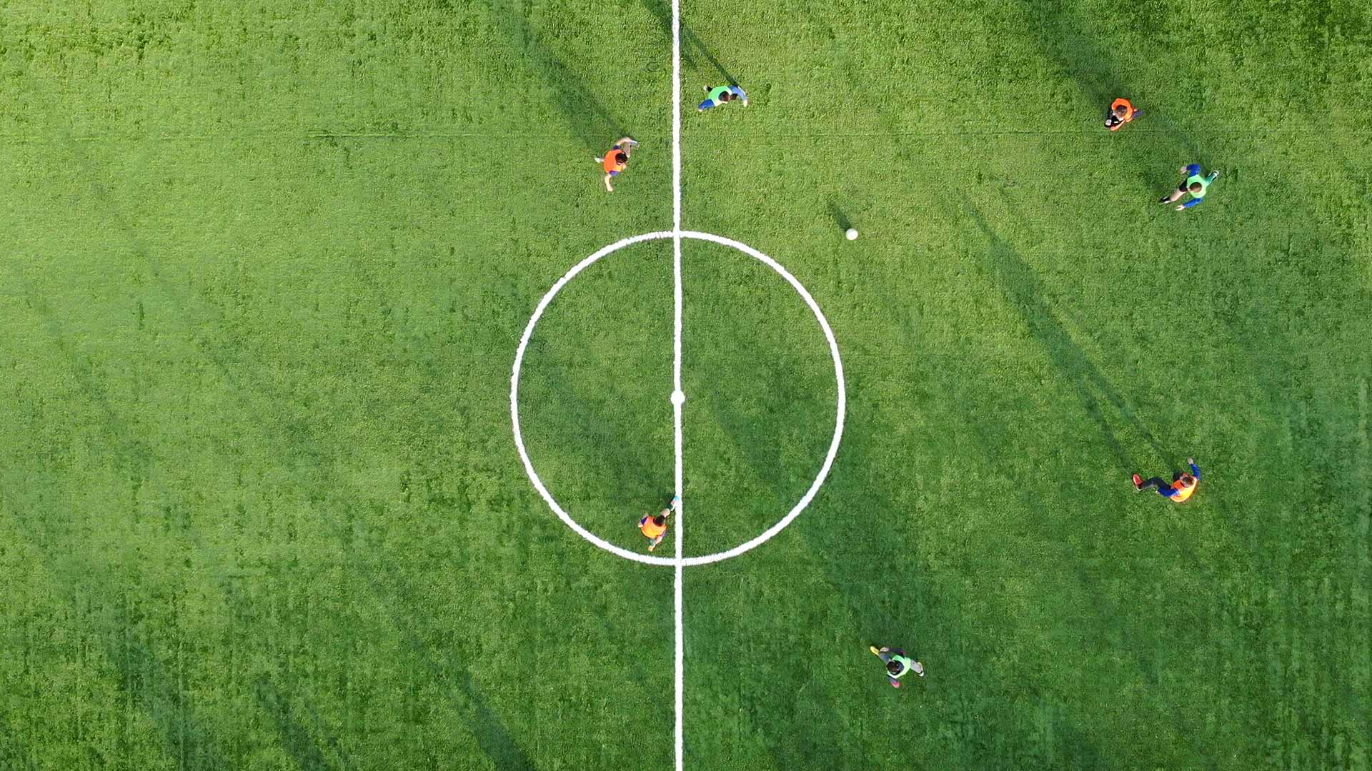 Aerial view of football pitch